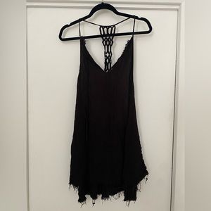 Black Shirt/Cover up with braided back